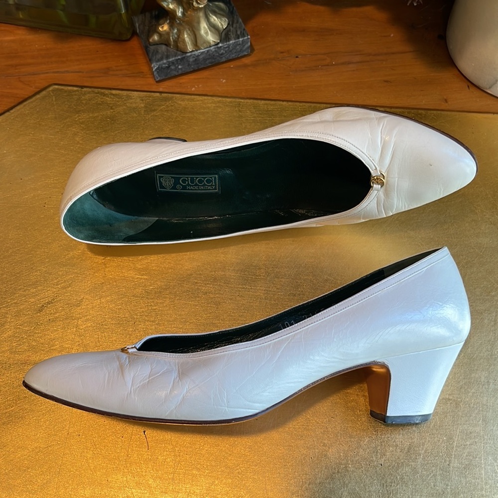 Gucci Logo Heels in Bright White Leather | ULTRA RARE! - Picture 12 of 16